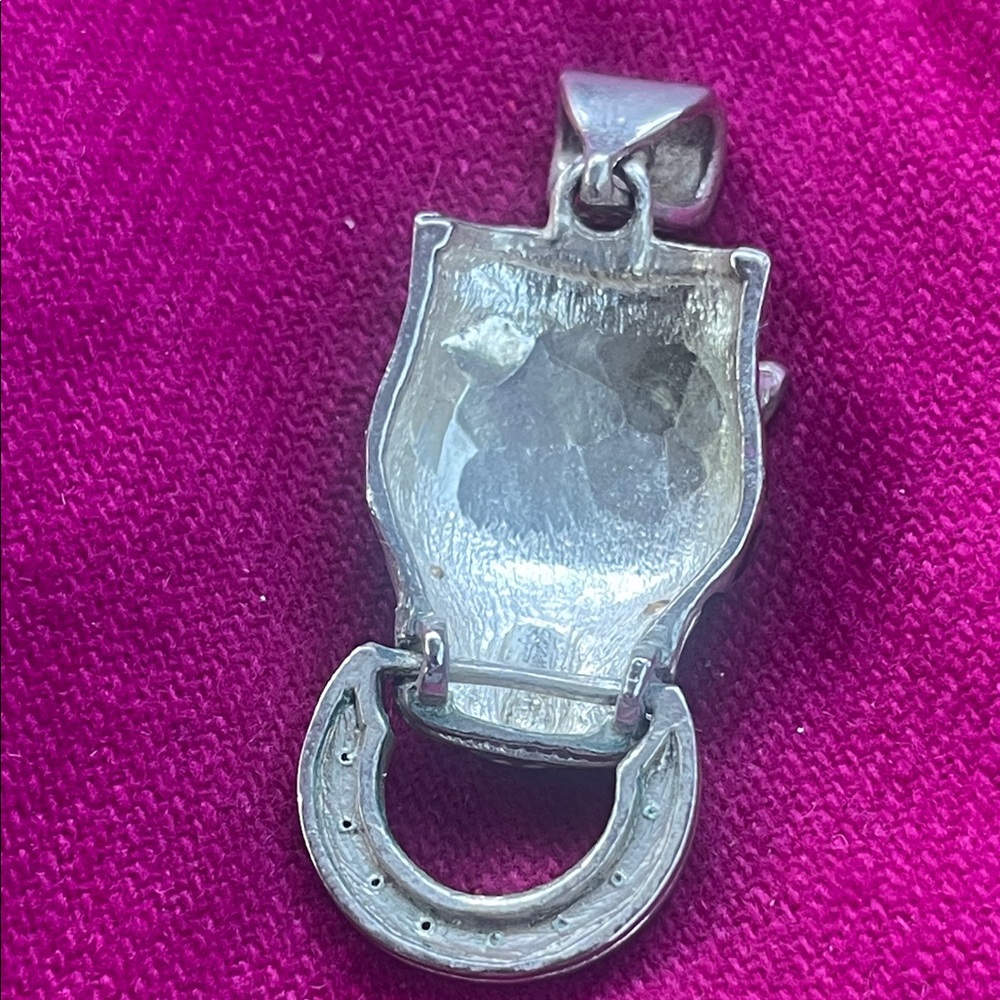 Silver and Black Panther Pendant with blue eyes - Picture 3 of 7